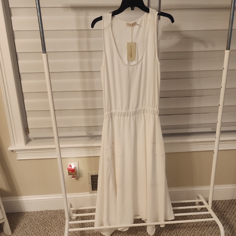 RAMY BROOK Embellished Asymmetrical Hem White Midi Dress Size M - Picture 4 of 7